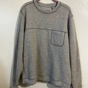 Toad&Co Gray Recycled Wool Blend Knit Layer Crewneck Sweater Large Outdoor Hike